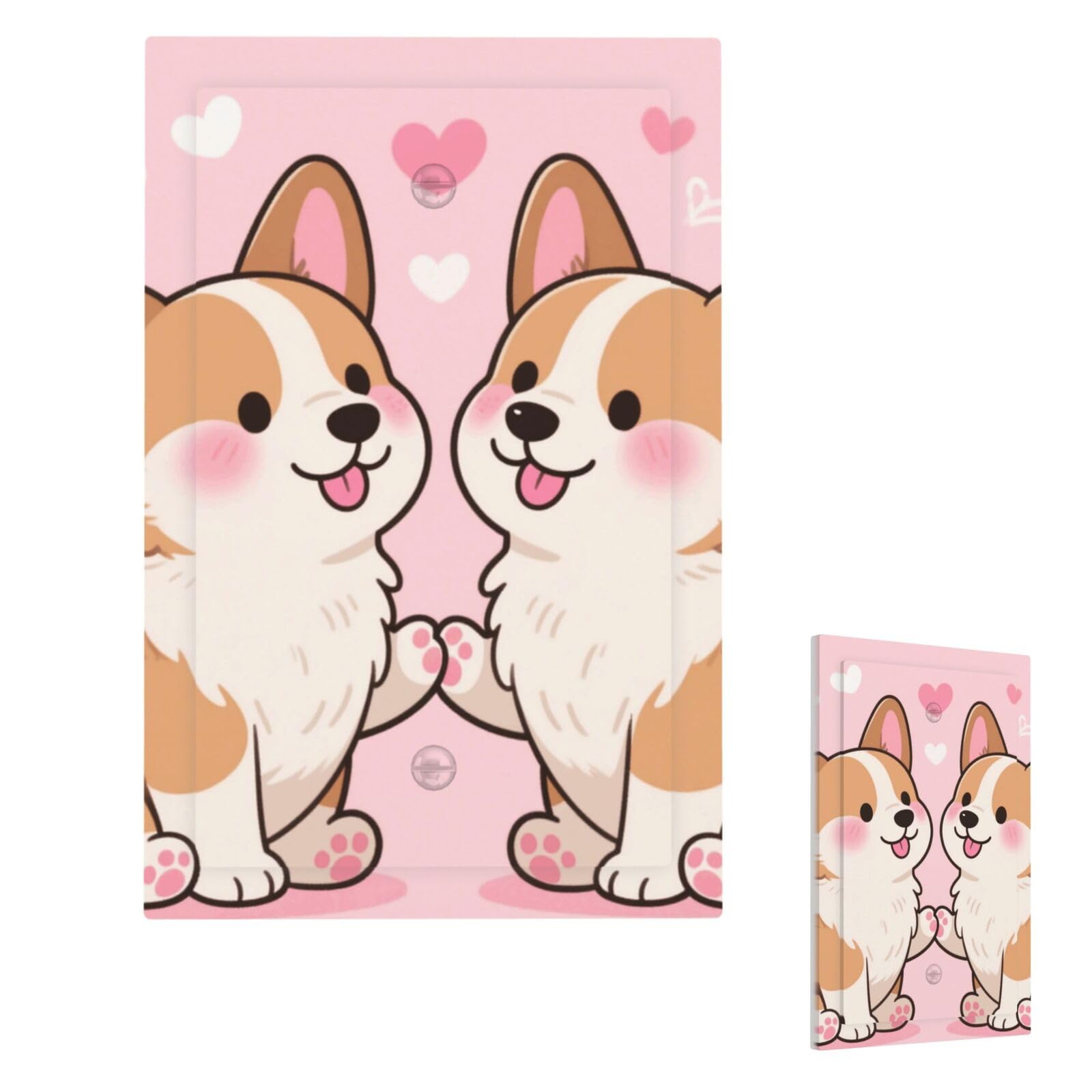 Fekiloot Single Blank Cute Corgis Love Wall Plate Cover Modern Decorative 1 Gang Light Switch Cover Unbreakable Receptacle Outlet Covers For Living Room Bedroom Home Decor