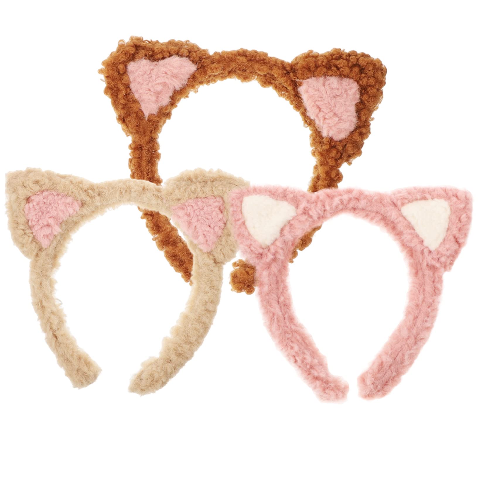 Healeved 12piezas Diademas De Maquillaje Orejas De Gato Para Cuidado Facial Bandas De Lavado De Cara Para Mujeres Diseño y Elástico Oscuro