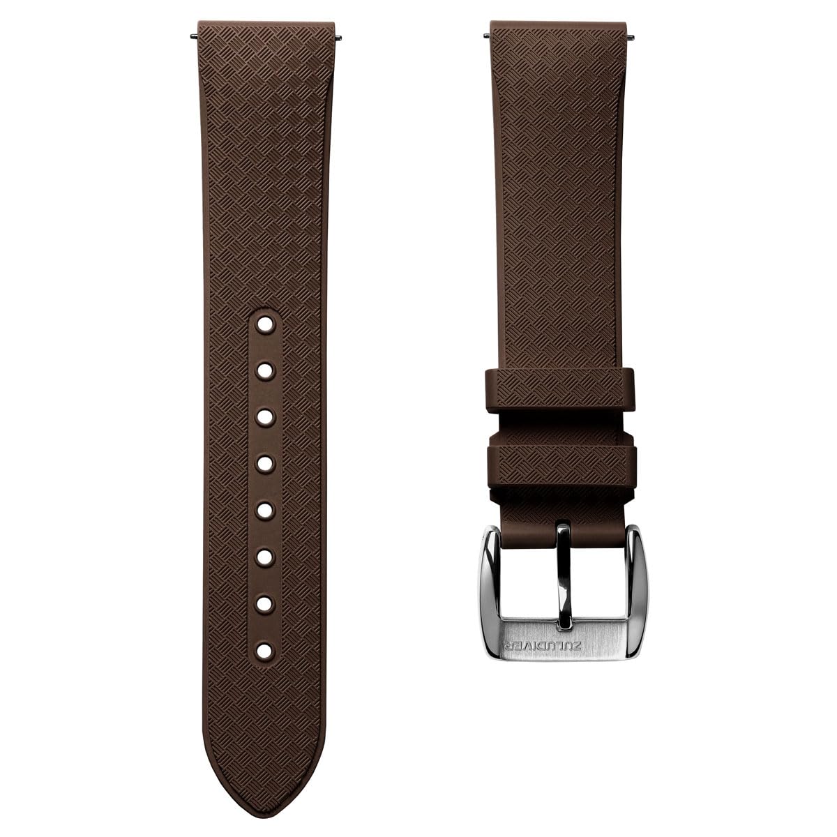 ZULUDIVER StormForce Rubber Watch Strap - HNBR High-Performance Rubber, Waterproof Dive Strap, Quick Release, Sweat-Resistant, Harbour Brown, 22mm