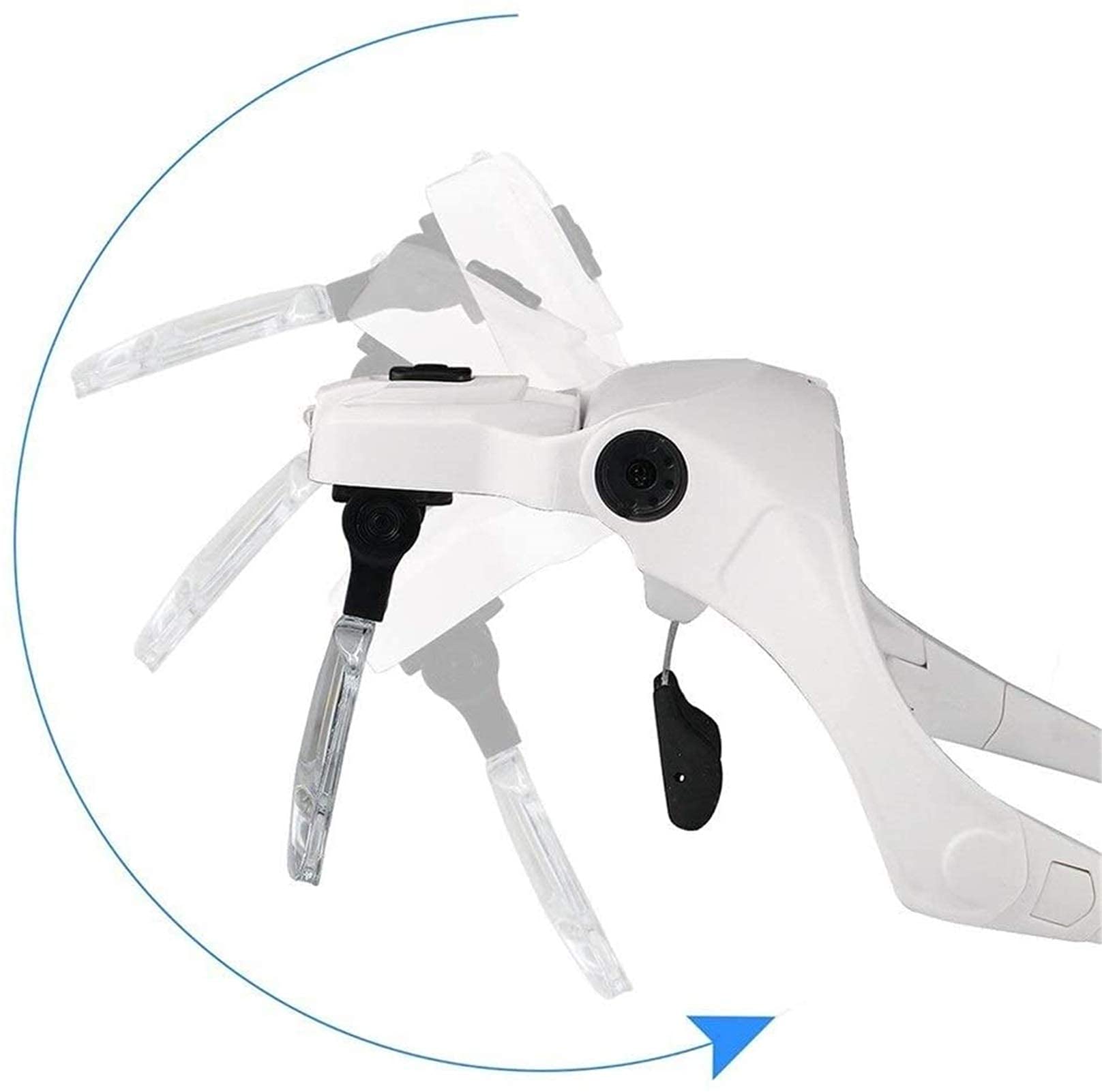 Lupa de Diadema, Gafas de Aumento con luz para la Cabeza, Lupa de Diadema con 5 Lentes de 1.0X a 3.5X con Soporte Ajustable y 2 Luces, Herramienta de Aumento para Lectura de Joyas.