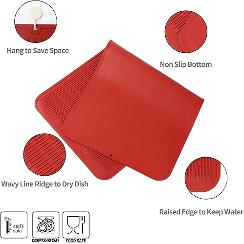 Miniatura 1211 de Tapete de silicona para secado de platos para múltiples usos, fácil de limpiar, ecológico, resistente al calor, tapete de silicona para encimera