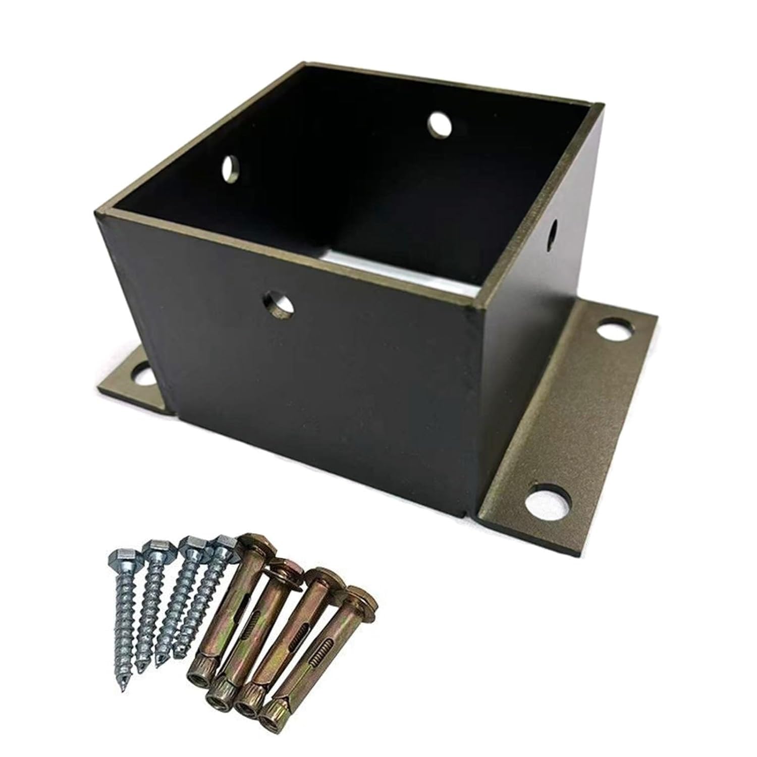 Anclaje para postes de valla, soporte de base atornillado para suelos de hormigón o madera, instalación segura y estabilidad