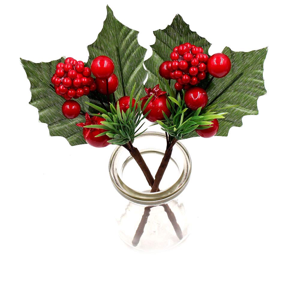 Weihnachten Kiefernnadeln ，Künstliche Kiefernnade Künstliche Kiefernnadeln, 18 Stück 6,5 Zoll rote Weihnachtsbeeren