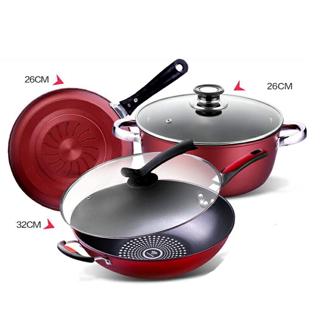 Kochgeschirr-Set Suppentopf Bratpfanne Milchtopf Schmortopf Stielkasserolle Kochtopf Kochtopf-Set Antihaft-Pfanne Eintopf Schmortopf Wok