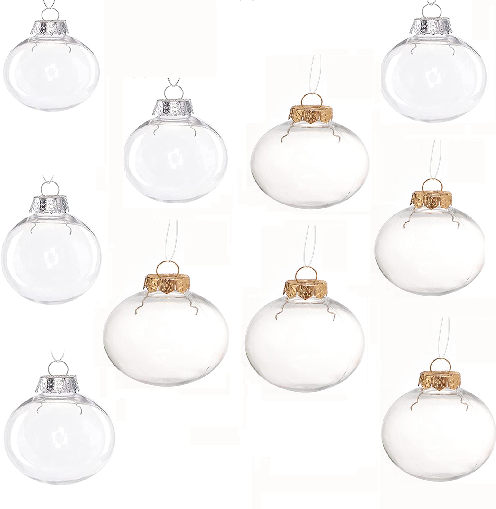 54 Palline Di Natale Trasparenti In Plastica: Ornamenti Riempibili Fai Da Te Per Albero E Feste - 3