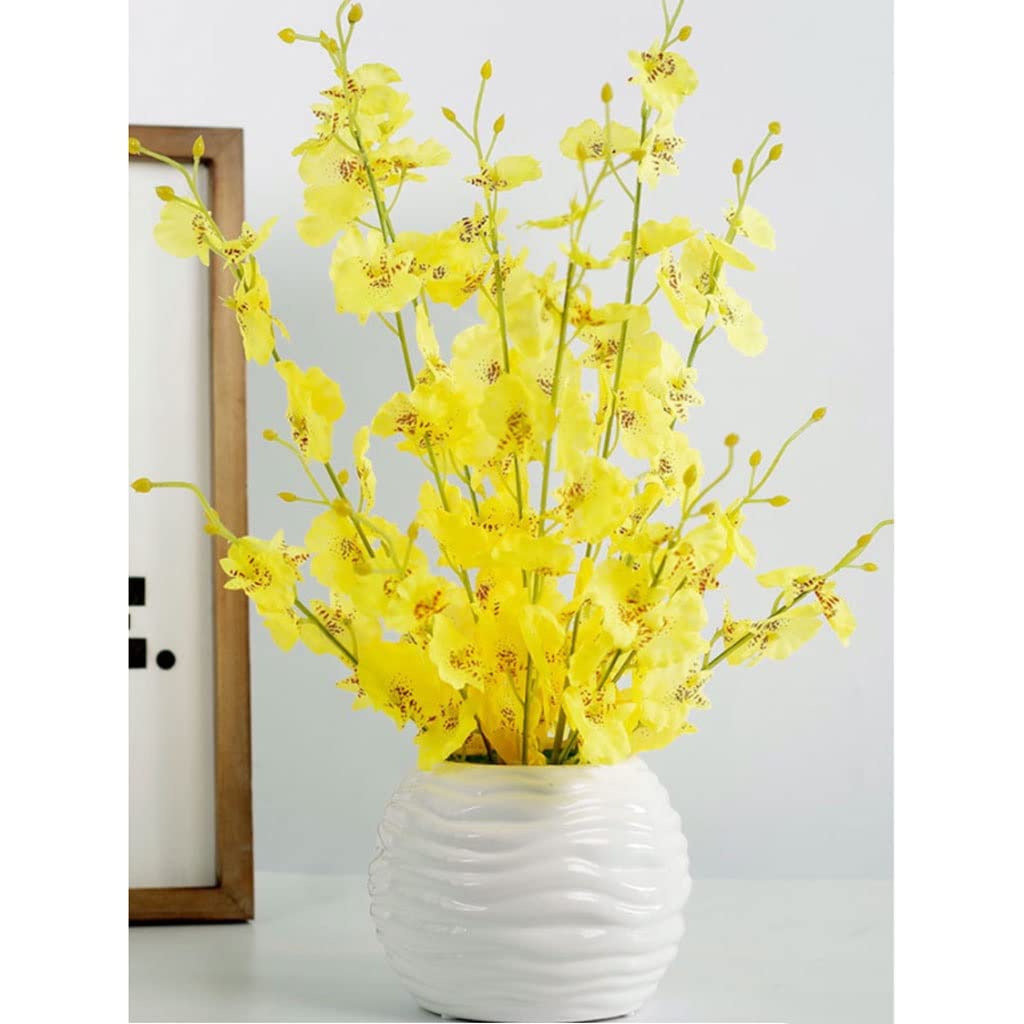 Künstliche Blumen Seide Tuch Künstliche Blume 3 Bündel Tanzen Orchidee mit Vase Hochzeit Dekoration Blumenstrauß Getrocknete Blumen Set Künstliche Blumen wie Echt