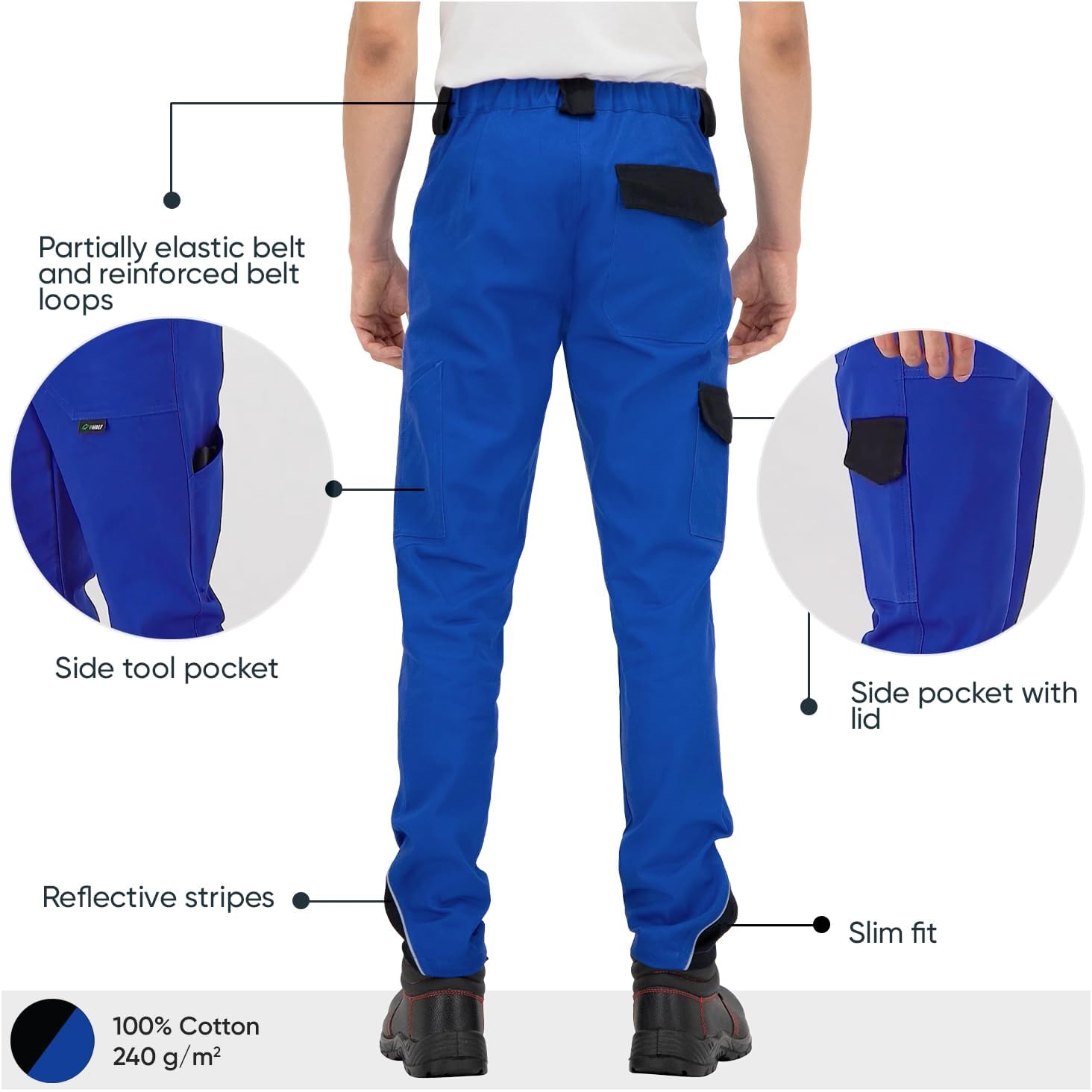 BWOLF Ares Pantalon de Travail Homme Pantalon Travail Homme de 100% Coton