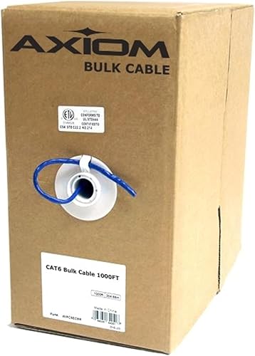 Axiom C6BCS-W1000-AX CAT6 23AWG 4 pares de conductores sólidos 550MHZ Bobina de cable a granel 1000FT (blanco)