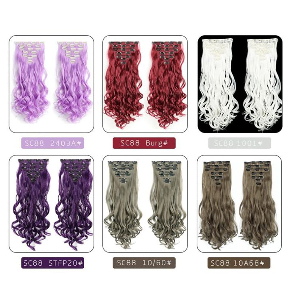 Clip In Hair Extensions 7 PCS Full Head 22 Inch Curly Wave Synthetic Clip Amazon.com : RemeeHi Clip in Hair Extensions 7 PCS Full Head  main image 3