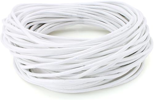 Cordones de cuero redondos genuinos Beadnova de 0.05 a 0.19 in para el collar de la pulsera que rebordea la fabricación de la joyería, 01.blanco,