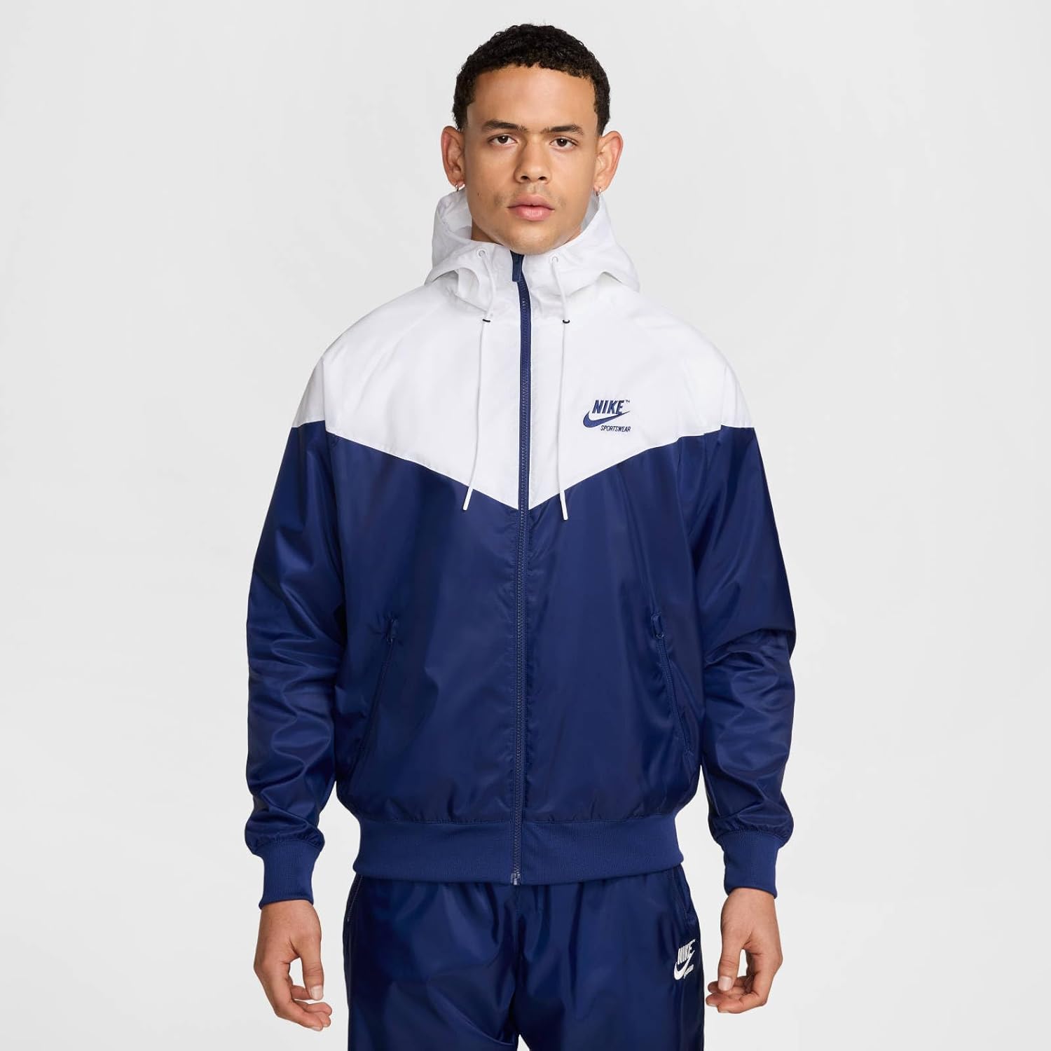 Nike Windrunner Woven Linen Mens Jacket (Blue/White) Size Small - Image 2