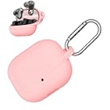 AGENTNANO for TOZO Crystal Pods(2024) Case Cover, Silicone Protective Scratch Resistant Cover for TOZO Hybrid Active Noise Cancelling Wireless Earbuds with Carabiner-Pink
