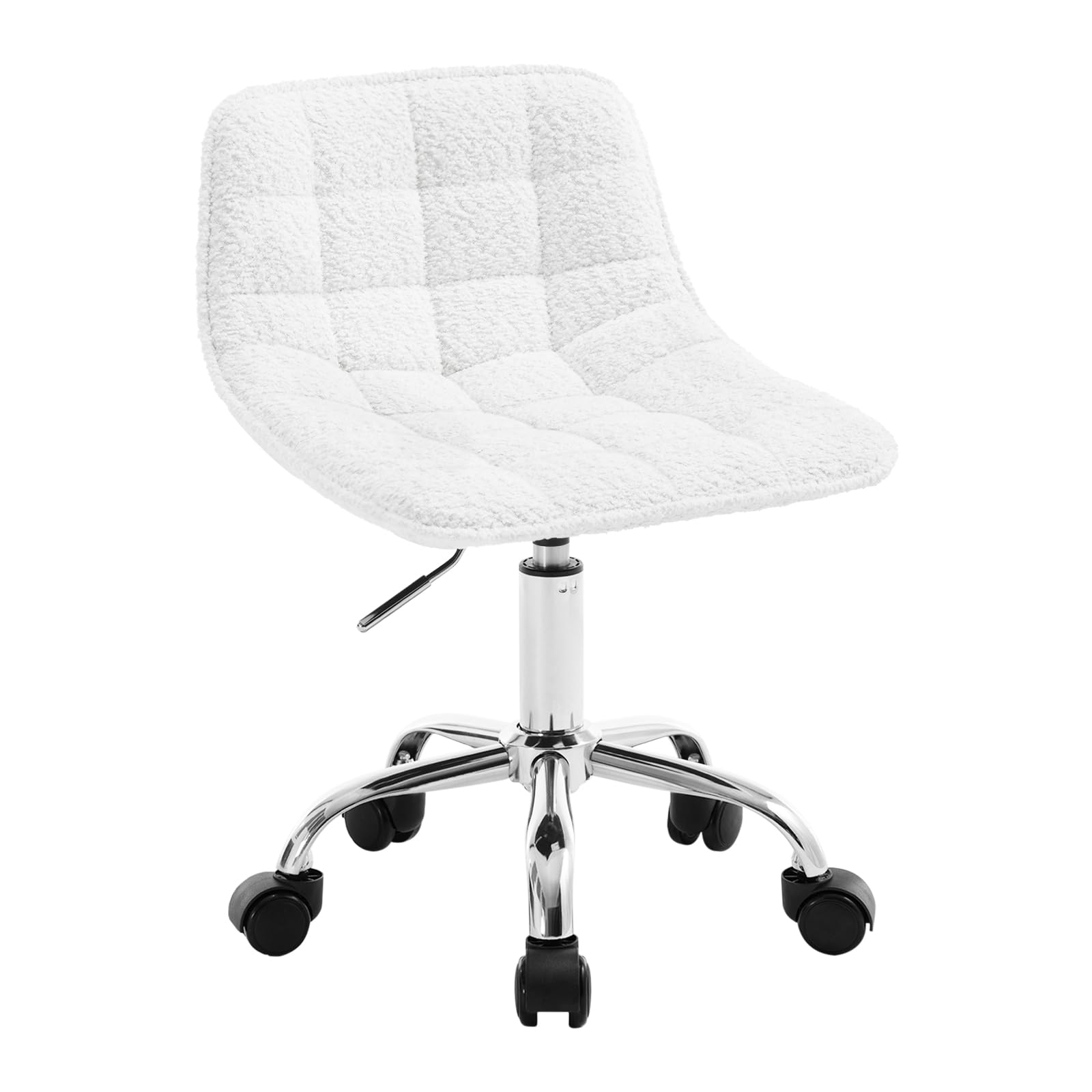 WOLTU Schreibtischstuhl Kinder, Schminkstuhl Sitzhocker Rollhocker Arbeitshocker, 360° drehbar höhenverstellbar, Drehstuhl Chenille, Bürohocker mit Rollen, Weiß
