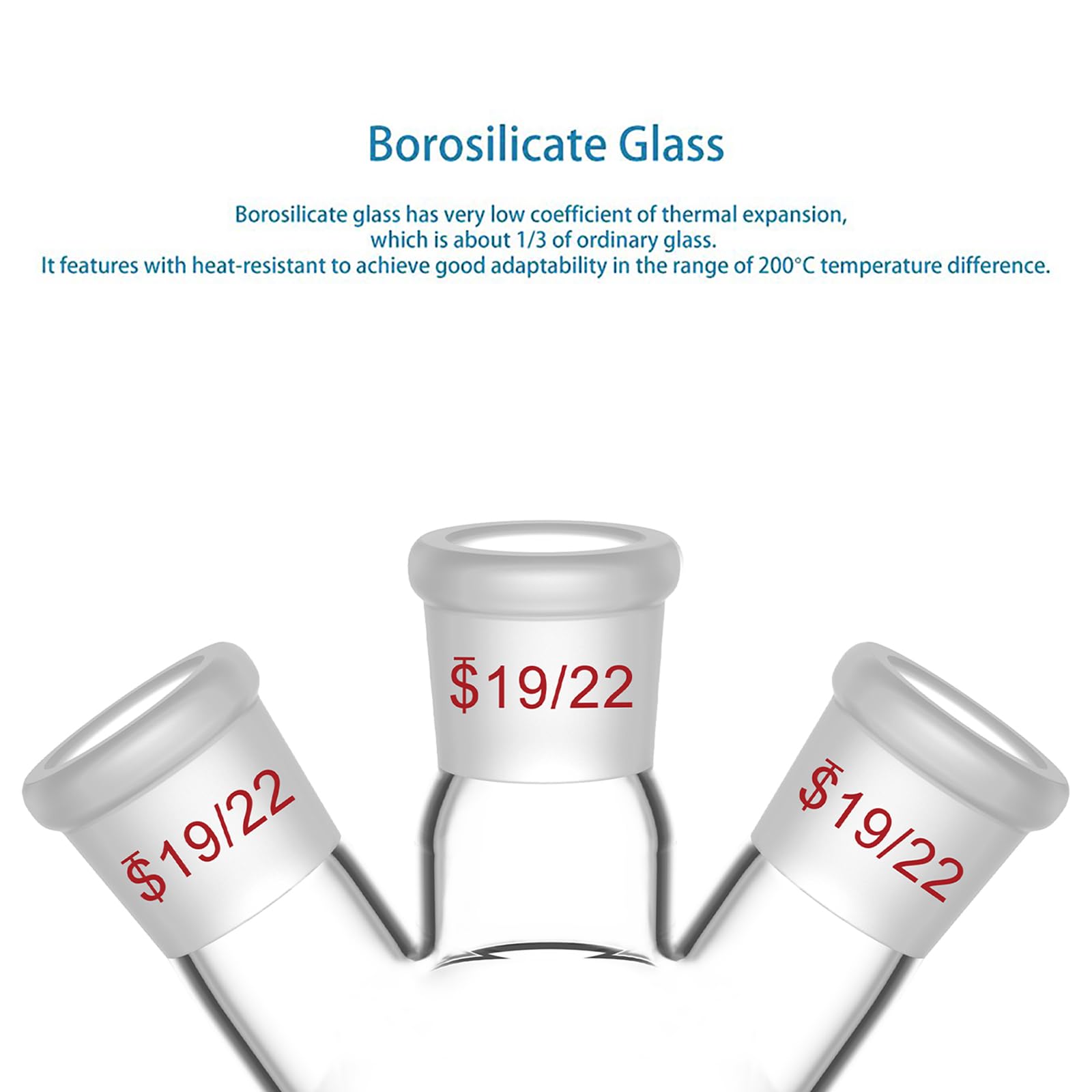 StonyLab 3-Cuello Matraz Redondo en borosilicato vidrio, con 19/22 Conjunta Externa Cónica Estándar de Centro/Lado, 3 Neck Round Bottom Flask (50 ml)