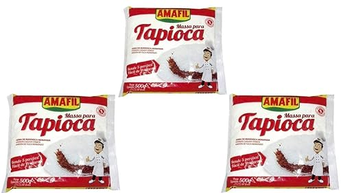 Amafil Harina de tapioca 500g (17.6oz) Massa Para Tapioca, paquete de 3