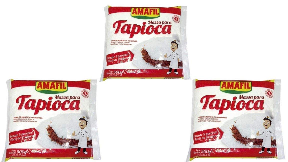 Amafil Tapioca Flour 500g (17.6oz) Massa Para Tapioca , 3-Pack