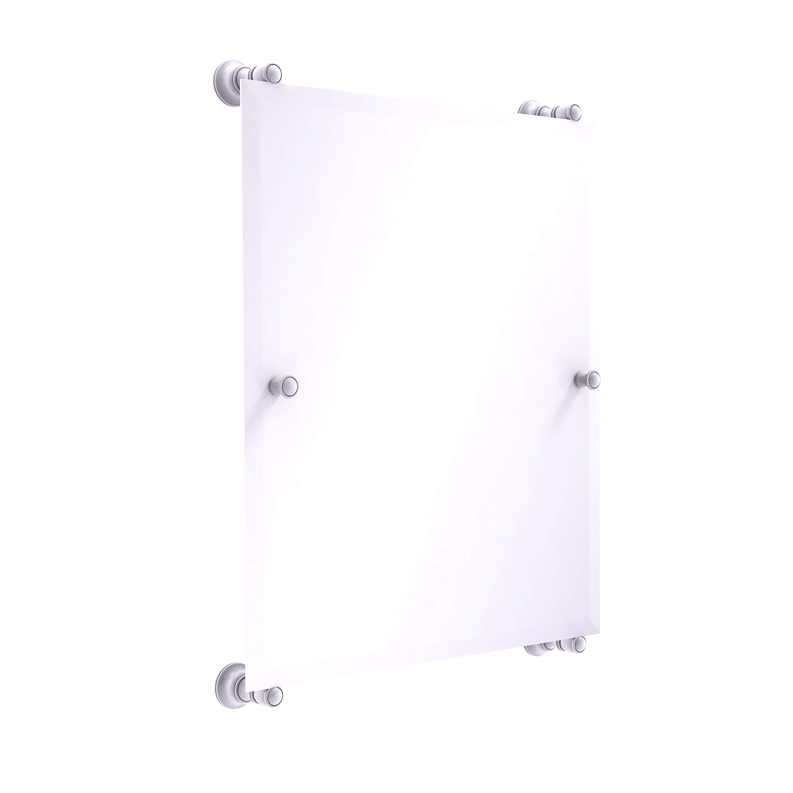 Allied Brass Carolina Collection Rectangular Frameless Rail Mounted Wall Mirror, Matte White