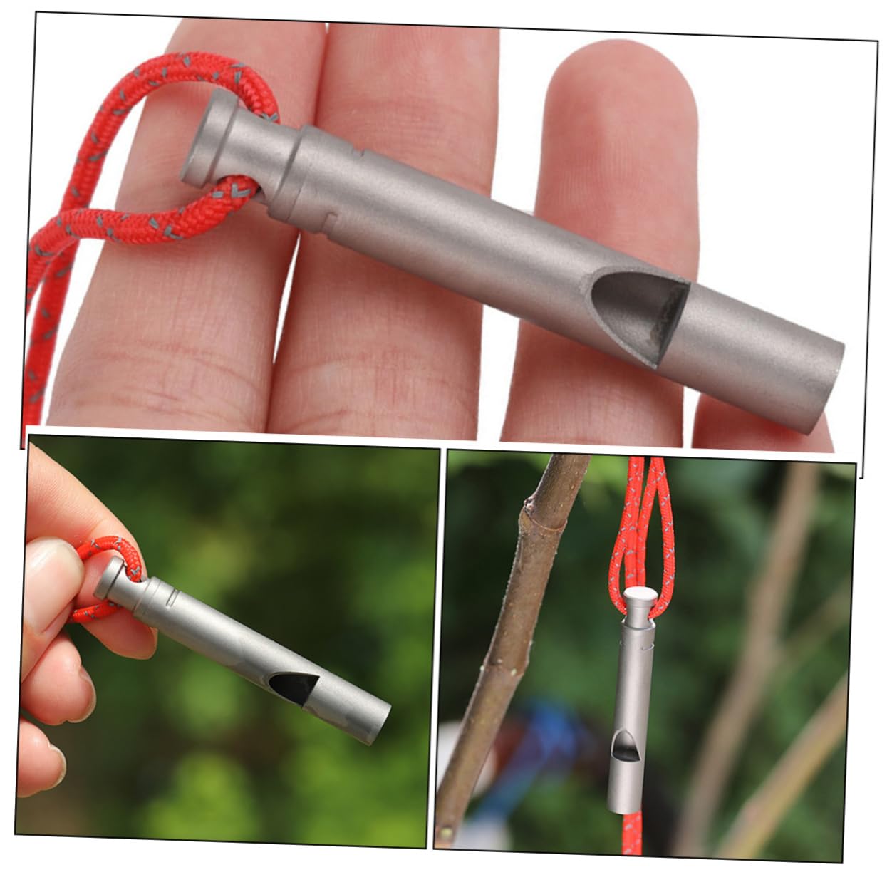 Titanpfeife Notfall Pfeifen Pfeifen Mit Lanyard Sportpfeife Mit Lanyard Wandern Sport & Freizeit Notpfeife Party Metallpfeife Mit Lanyard Pfeift Masse Silver