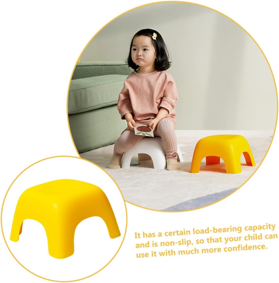 DECHOUS Small Step Stool Non Skid Footstool with Rounded Edges Stackable Plastic Stool for Bathroom Bedroom Living Room Strong Load Bearing and Portable Design