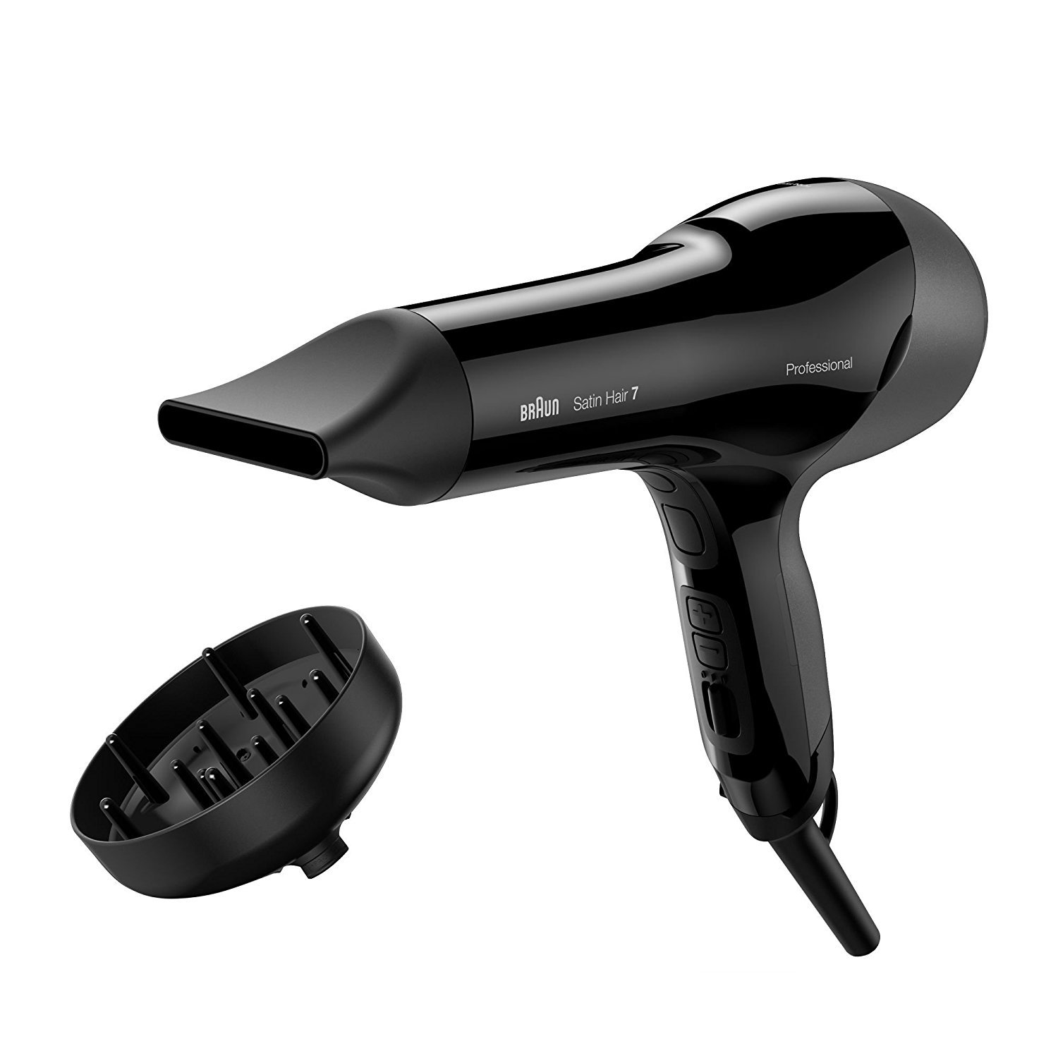 Braun Satin Hair 7 SensoDryer BRHD785E Asciugacapelli Professionale, 2000 W, Motore AC, Sensore Termico Incluso, Tecnologia Iontec, Diffusore e concentratore, Nero