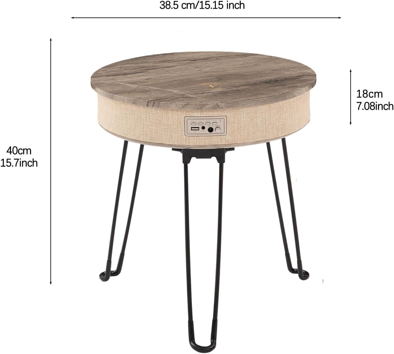 Louis Donné LED Beistelltisch mit Bluetooth Lautsprecher, Klappbarer Edelstahl Tisch mit Sensor Nachtlicht, Wasserdichter Outdoor Tisch für Balkon, Garten & Wohnzimmer, Akku 6–8 Std., Khaki