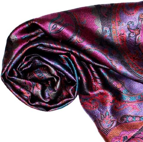 Lorenzo Cana Sciarpa da donna in tessuto jacquard, 100% seta, 70 cm x 190 cm, motivo cachemire, in seta, colori armoniosi 7807211