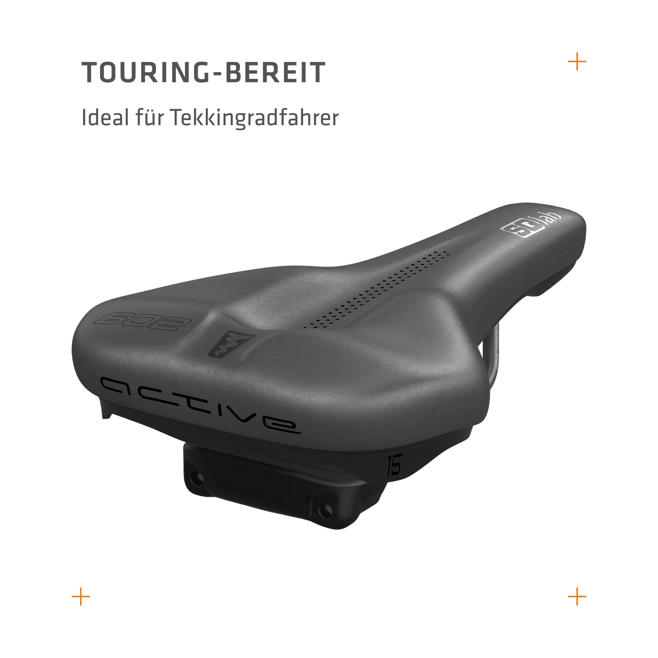 SQlab Sattel 602 Ergolux Active 2.1, Trekking & City Fahrradsattel, Unisex, in schwarz