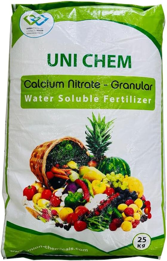 Calcium Nitrate Unichem Granular/Correction & Prevention for Calcium Deficiencies Fertilizer/Water Soluble Fertilizer/Stimulant & Plant Growth Booster/flowers & fruits/Water Soluble |25kg