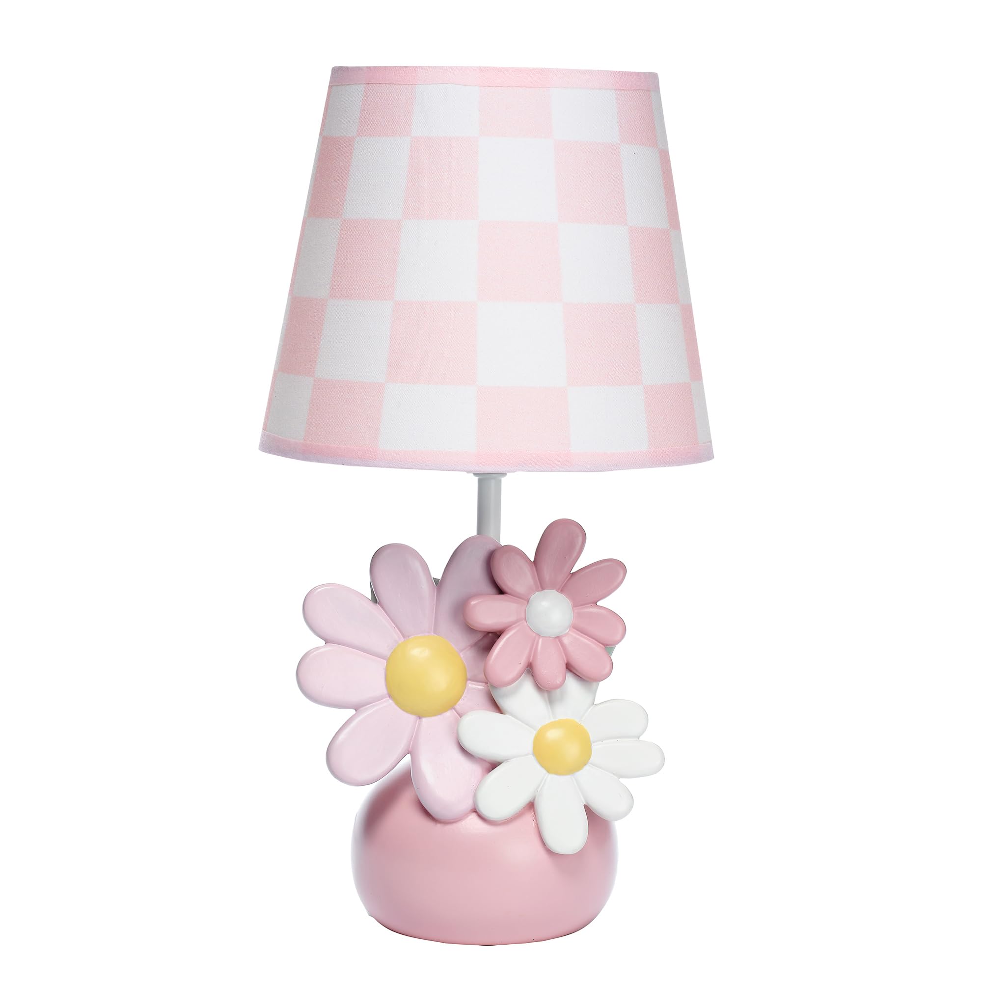 Lambs & Ivy Daisy Dreams Hand-Painted Pink Floral Lamp w/Shade and LED Bulb