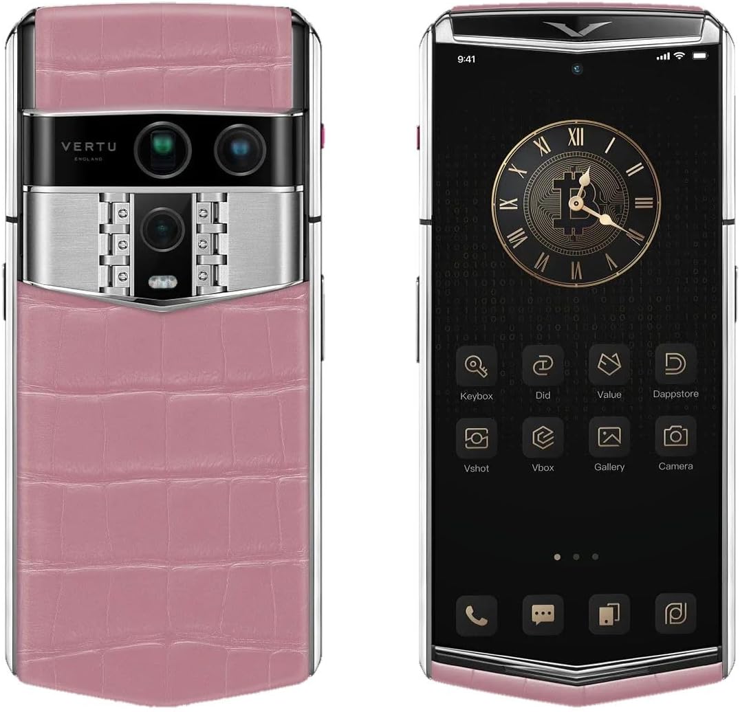 VERTU Agent Q AI Agent Smartphone, 6.02” AMOLED 120Hz Display, 16GB RAM 1TB ROM, 5565mAh Battery, 65W Fast Charging(Alligator Skin Pink)