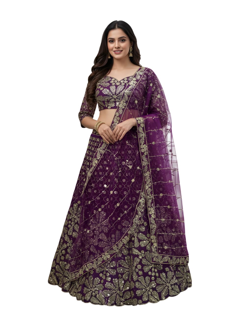 Butterfly Net Embroidery Sequence Work Plus Size Wedding Bridal Lehenga Choli with Dupatta Ready to wear