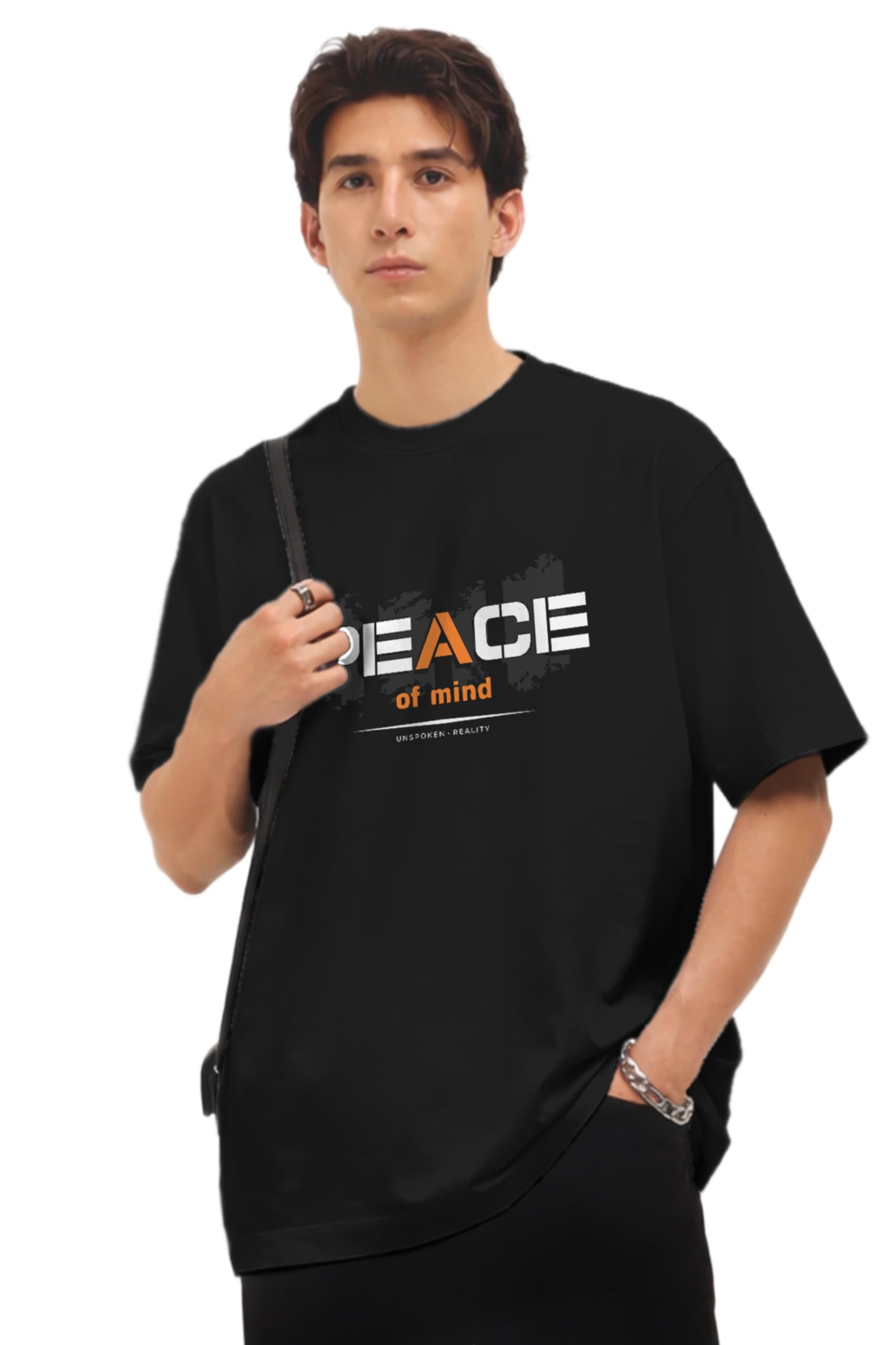 supa dupa Men's Oversized T-Shirt | Drop Shoulder Loose Fit Cotton Casual Tee | Trendy Streetwear Fashion for Everyday Wear (Art. Peace)-picture-21