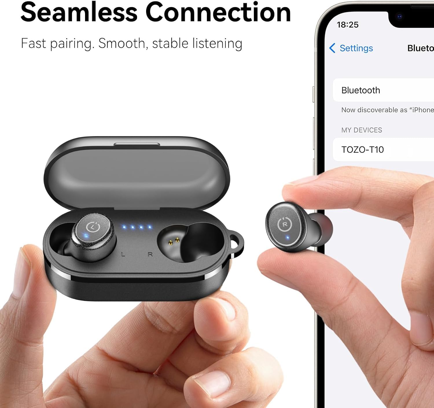 TOZO T10 Kopfhörer Kabellos Bluetooth In Ear mit Ladecase 55 Std. IPX8