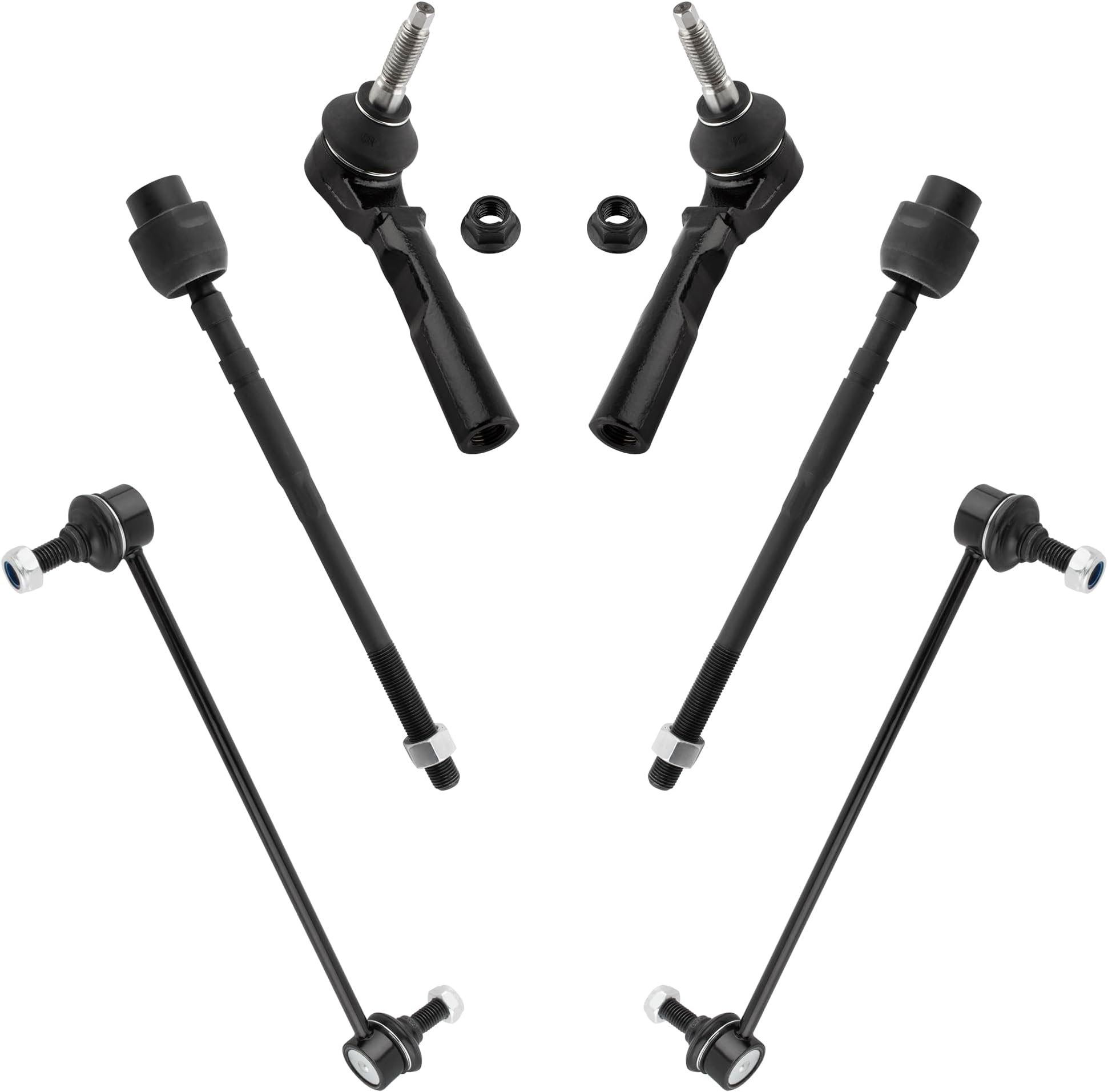 BOXI (Set of 6) Front Inner & Outer Tie Rod Ends + Sway Bar Links for Chevrolet Malibu 2004-2012 / for Pontiac G6 2005 2006 2007 2008 2009 2010 / for Saturn Aura 2007 2008 2009 | ES3374 EV116 K80252