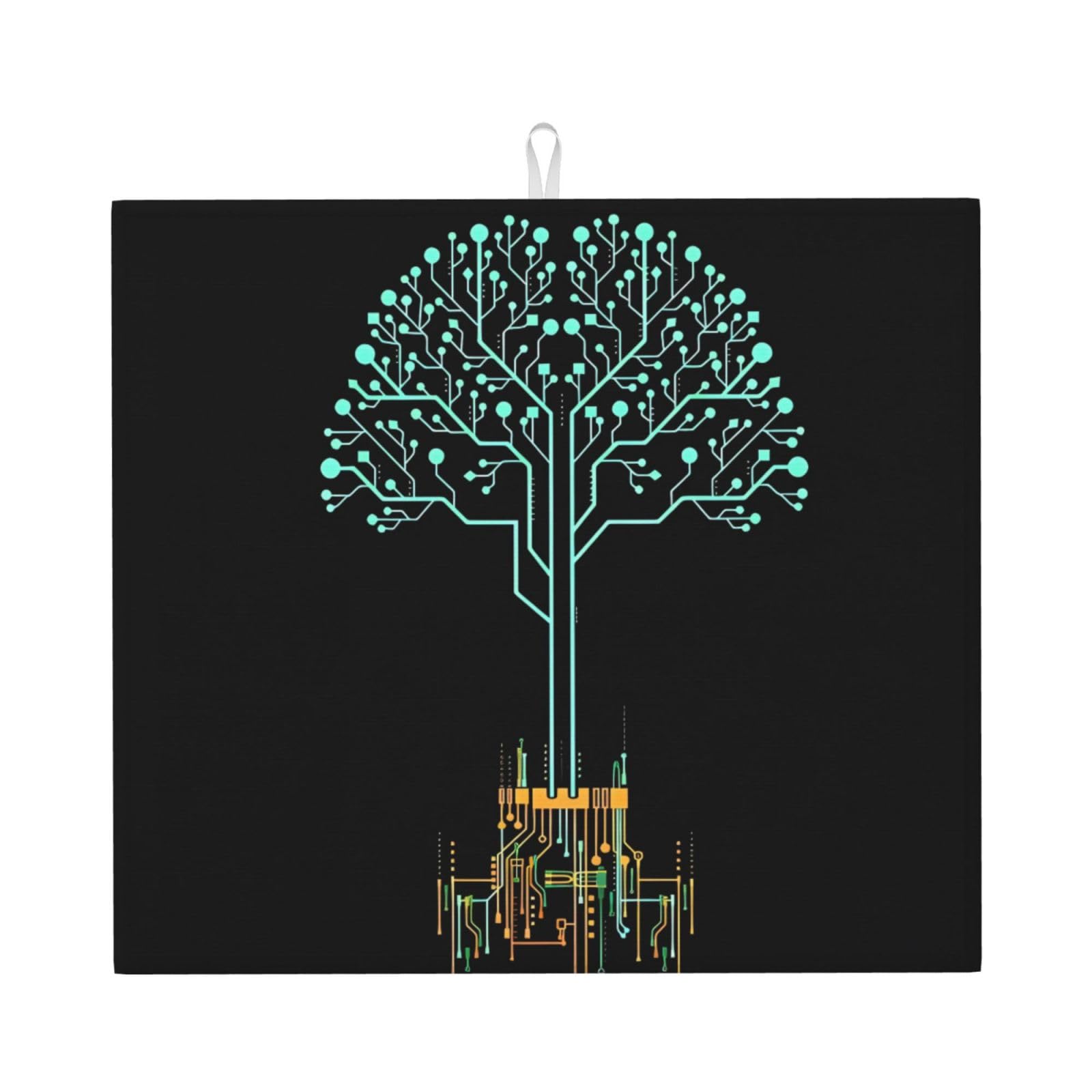 YYHWHJDE Tree Prints Kitchen Drying Mat - Absorbent Dish Drying Throw with Vibrant Prints, Quick-Dry Countertop Layer for Dishes & Appliances - Non-Slip & Foldable