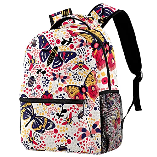 Sac à dos fonctionnel et léger avec poches latérales papillon multicolore