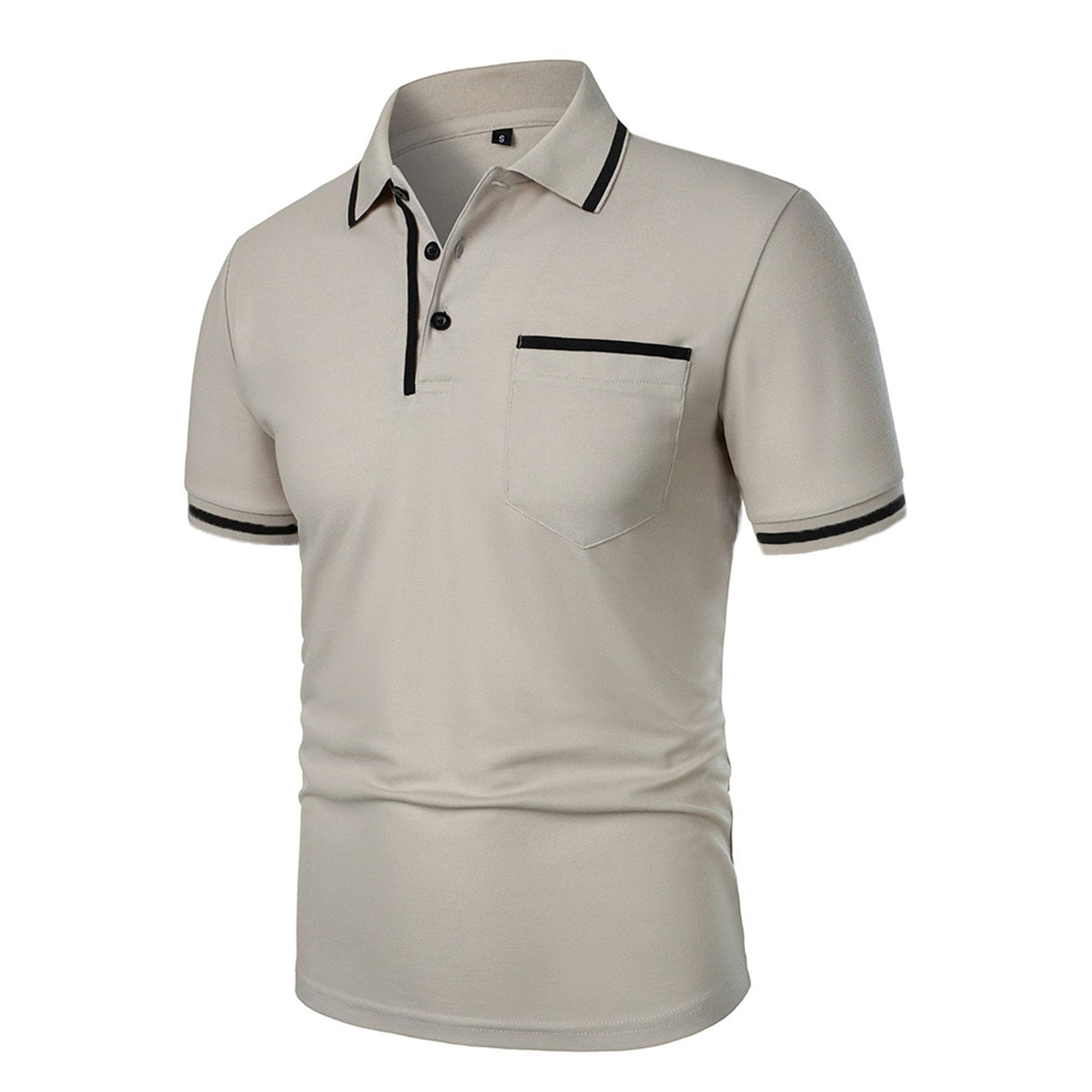 Men Casual Paul Collar T Shirt Classic Comfy Golf Sport Pullover Tops Summer Breasted Pocket Exercise Polo Shirt (Light Grey,X-Large)