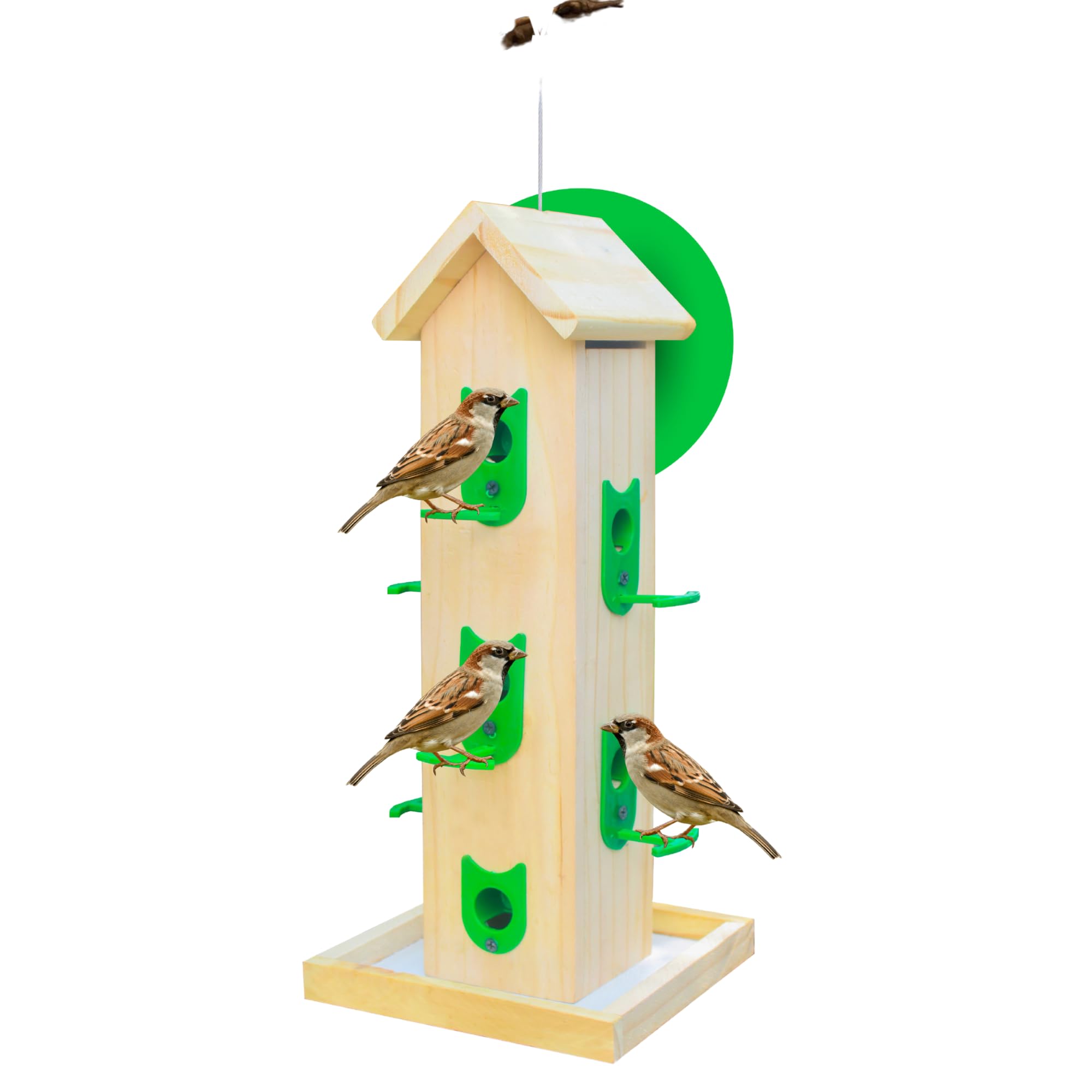 Skybeings Large Wooden Hanging Balcony Bird Feeder 10 Nozzles 1kg Bird Food Capacity Outdoor Garding Feeder for Small Sparrow Bird (B0CR7HHFSR) Amazon Price History, Amazon Price Tracker