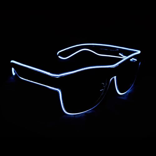Miniatura 4 de Aquat Luces EL Wire Neón Rave Gafas de sol resplandor intermitentes LED Disfraces para fiesta, EDM, Halloween RB01