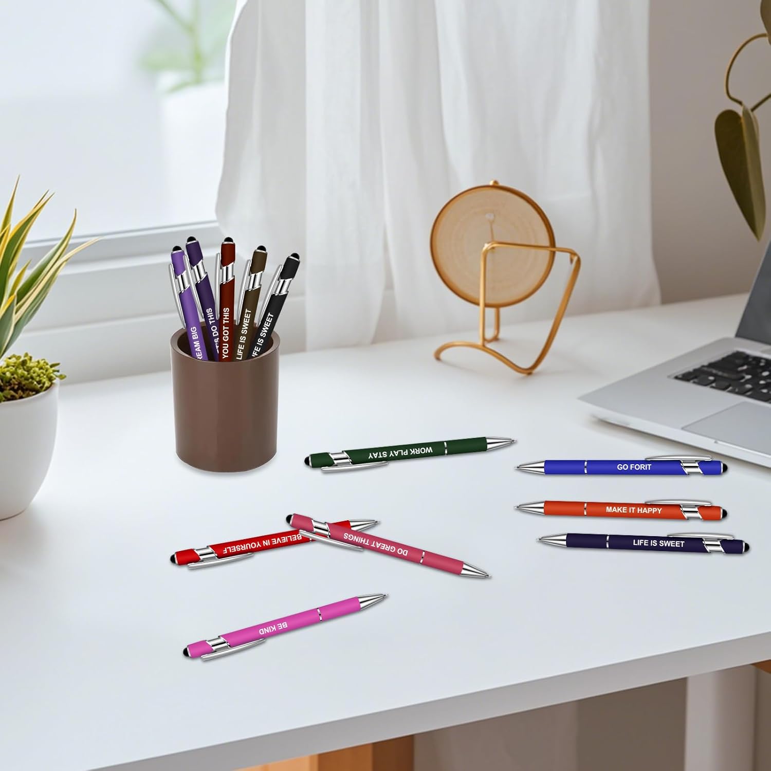 12 Pcs Inspirational Ballpoint Pens Motivational Ballpoint Pen with Stylus Tip Motivational Black Ink Retractable Quotes Pen for Teachers Office School Meetings Team Events - Image 5