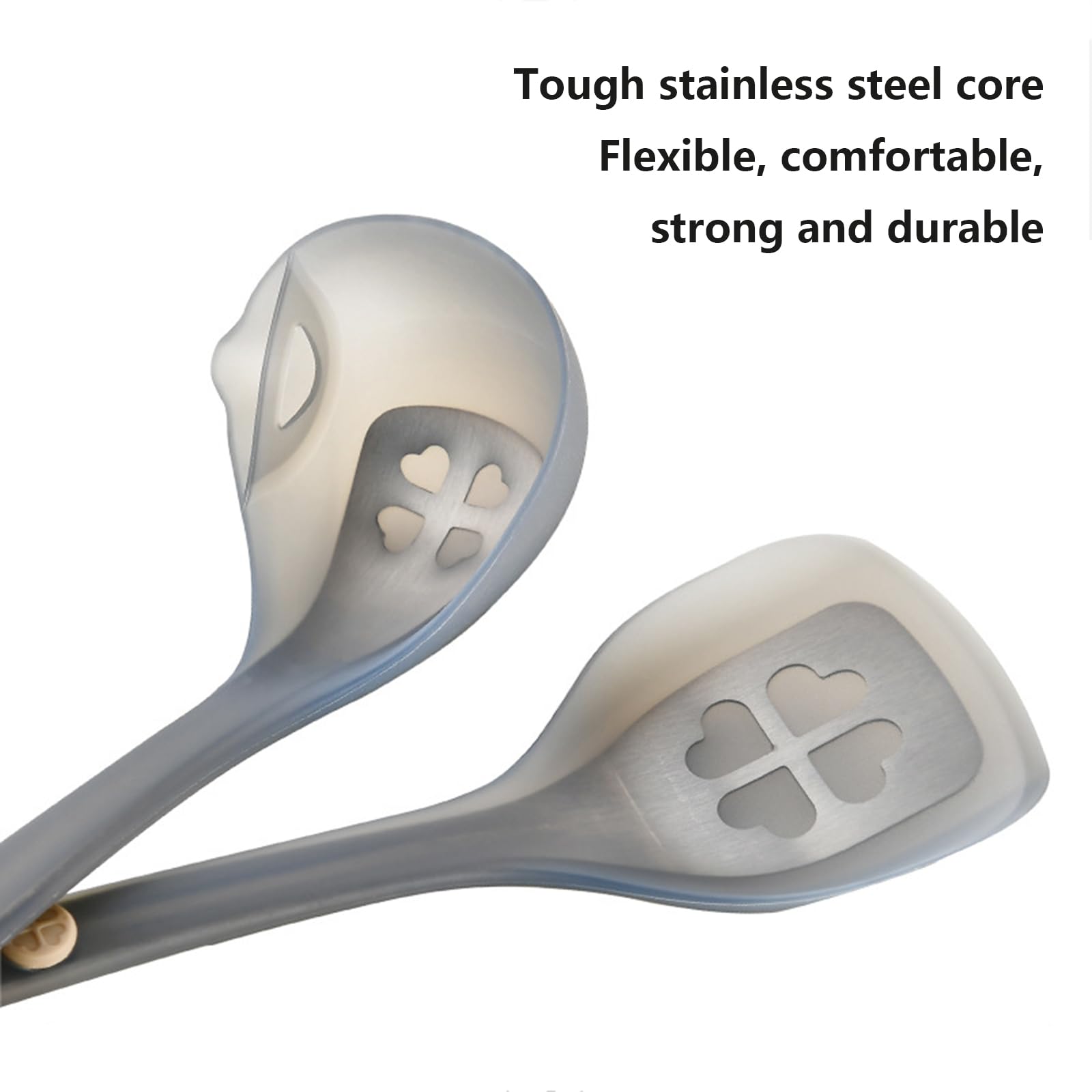 Ensemble d'ustensiles de cuisine en silicone, 3 ustensiles de cuisine antiadhésifs avec poignées en bois, résistant à la chaleur, passe au lave-vaisselle, spatule, cuillère à soupe, cuillère à riz