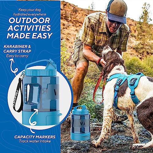 Image of Dog Water Bowl Dispenser 77oz, Large Pet Dog Water Bottle Portable with Pull-Out Travel Water Bowl for Dogs, Portable Water Bowl for Dogs on The Go, Camping Essentials Hiking Traveling Accessories