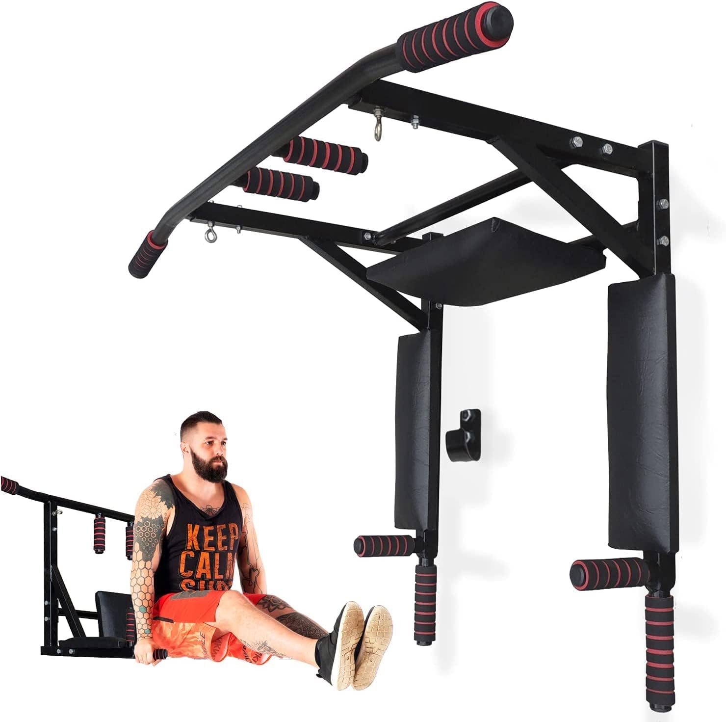 Kit4Fit Wall Mounted Pull Up Bar And Dip Station Chin Up Bar Amazon