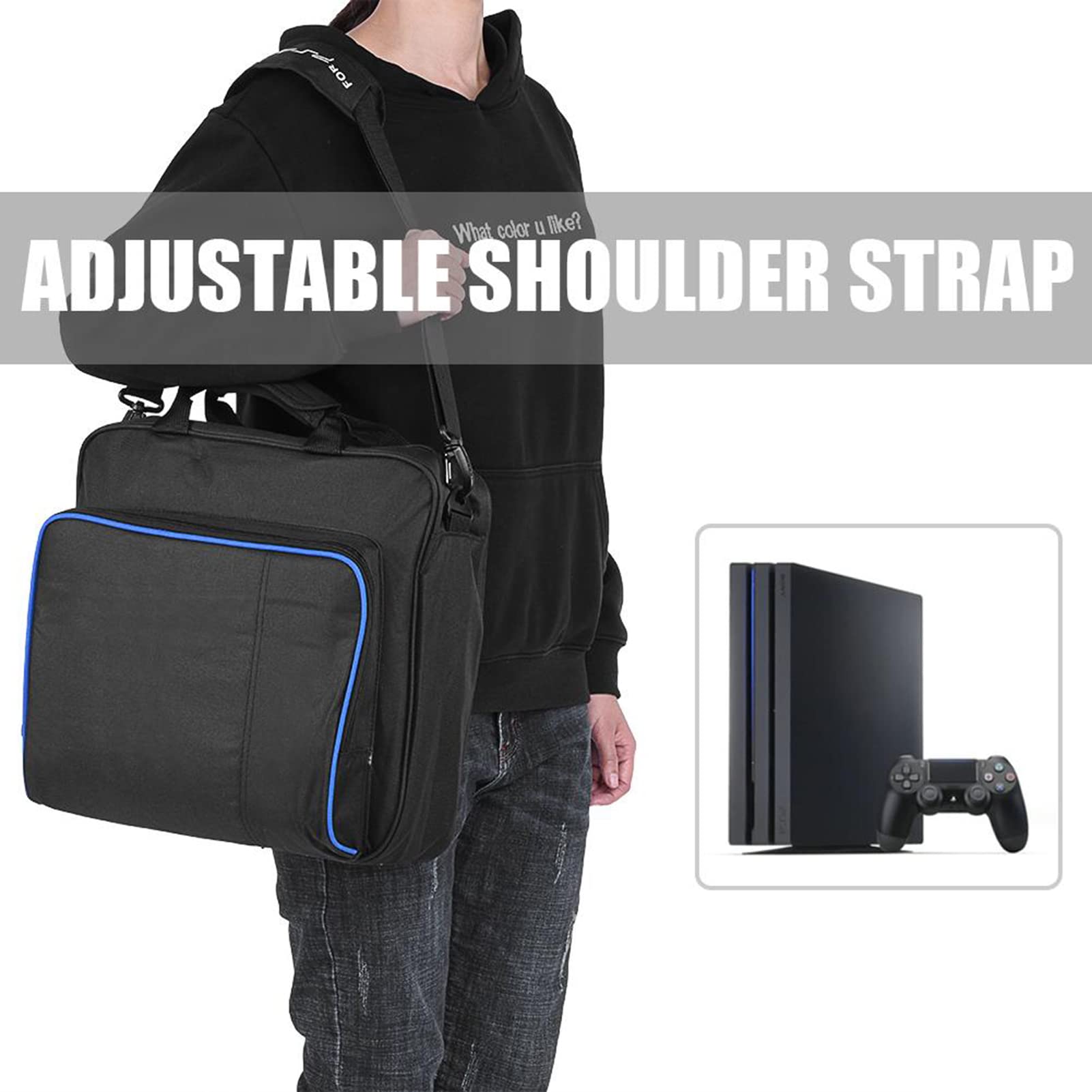 SYH&AQYE Sac à Bandoulière pour Système de Jeu Portable, Mallette de Transport de Voyage Portable Compatible avec PS4 Pro Ample Espace pour Contrôleur Cordon d'alimentation Câbles USB