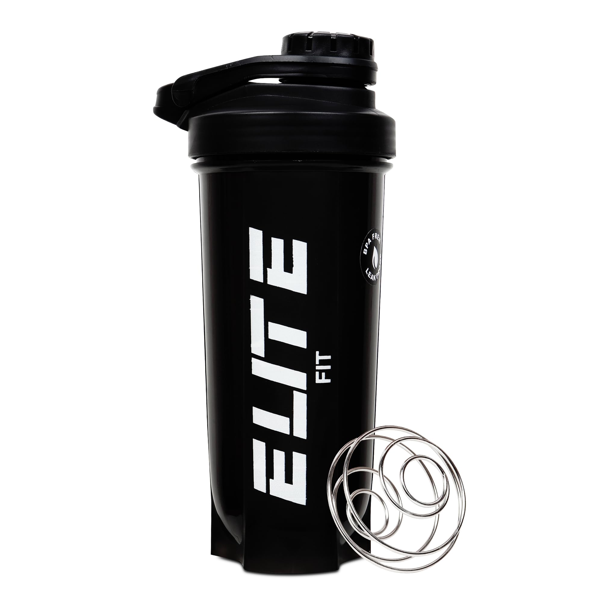 Elite FIT Gym Shaker Bottle Black with 700ml Capacity & 100% Leakproof Guarantee - Perfect Shakers for Protein Shake, Gym Protein Shaker for Workout, BPA-Free Material, for Men & Women (Pack of 1)