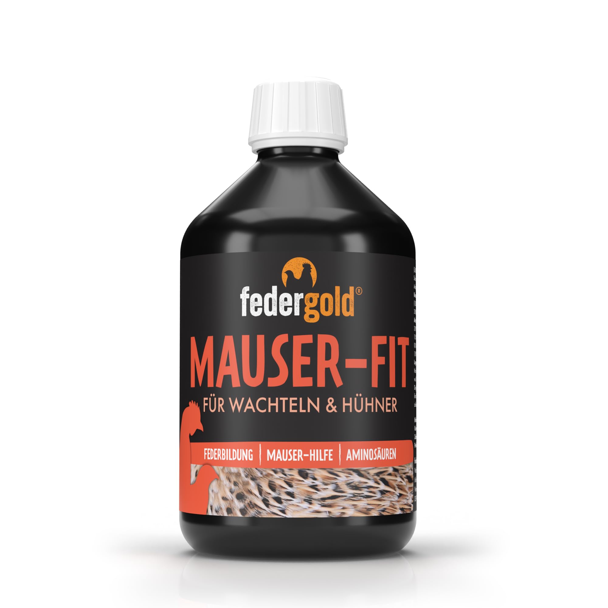 federgold Mauser-Fit 500ml für Hühner & Wachteln | Flüssige Mauser-Unterstützung mit Vitaminen, Aminosäuren & Calcium – für Federwachstum, Immunsystem & Vitalität