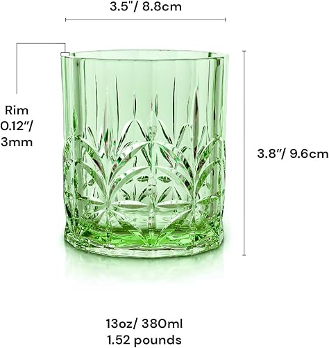 Miniatura 6 de BELLAFORTE Vasos cortos de plástico Tritan inastillables, juego de 4, 13 onzas, vasos irrompibles de Myrtle Beach para whisky, sin BPA, aptos para