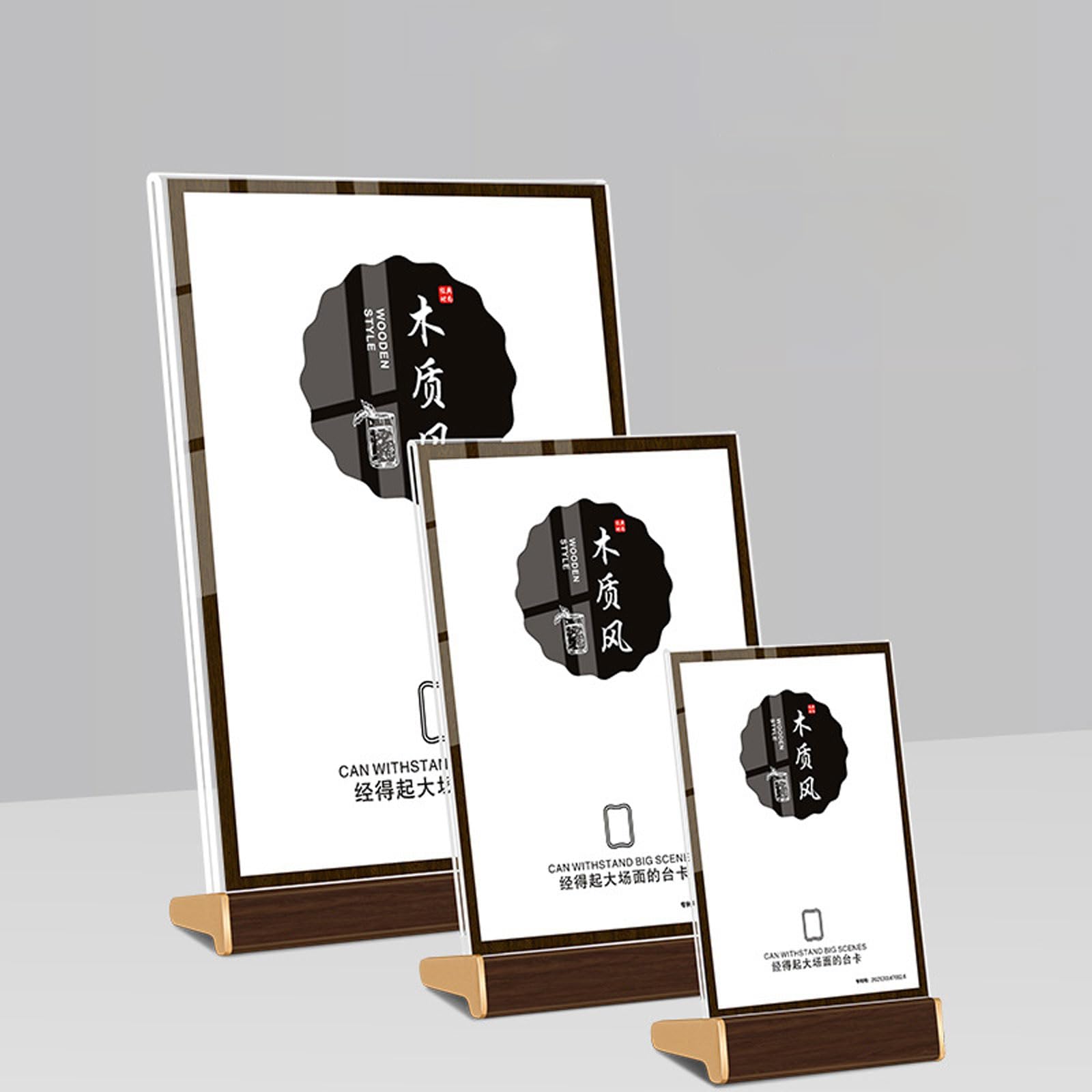 Schilderhalter aus Massivholz und Acryl im Format A4/A5/A6