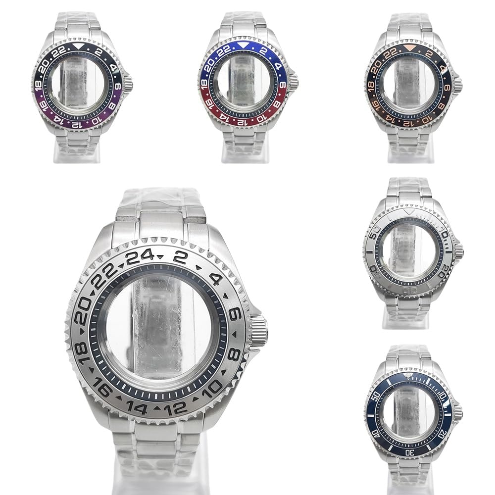42mm Ersatz Taucher Uhren Modifiering Gehäuse + Armband Kit Passend für NH35 4R36 Werk 3.8 Krone Kapitelring, Uhren Modifizierung Lünetten Einlage für Seiko SKX007