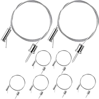 Ceiling Hanging Wire Cable Kit, 8 Sets LED Light Fixtures Hanging System Kit, Aquarium Light Hanging Kit, Adjustable Wire Rope for Panel, Pendant, Chandelier, Suspension Light Fixture